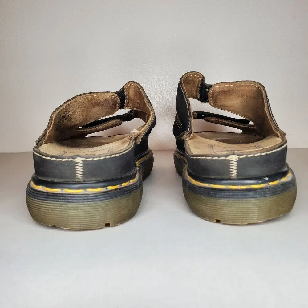 Dr Martens Men's Black Leather Sandals with Velcro Straps Size 12